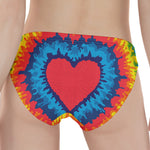 Rainbow Heart Tie Dye Print Women's Panties