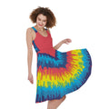 Rainbow Heart Tie Dye Print Sleeveless Knee Length Dress