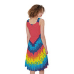 Rainbow Heart Tie Dye Print Women's Sleeveless Dress