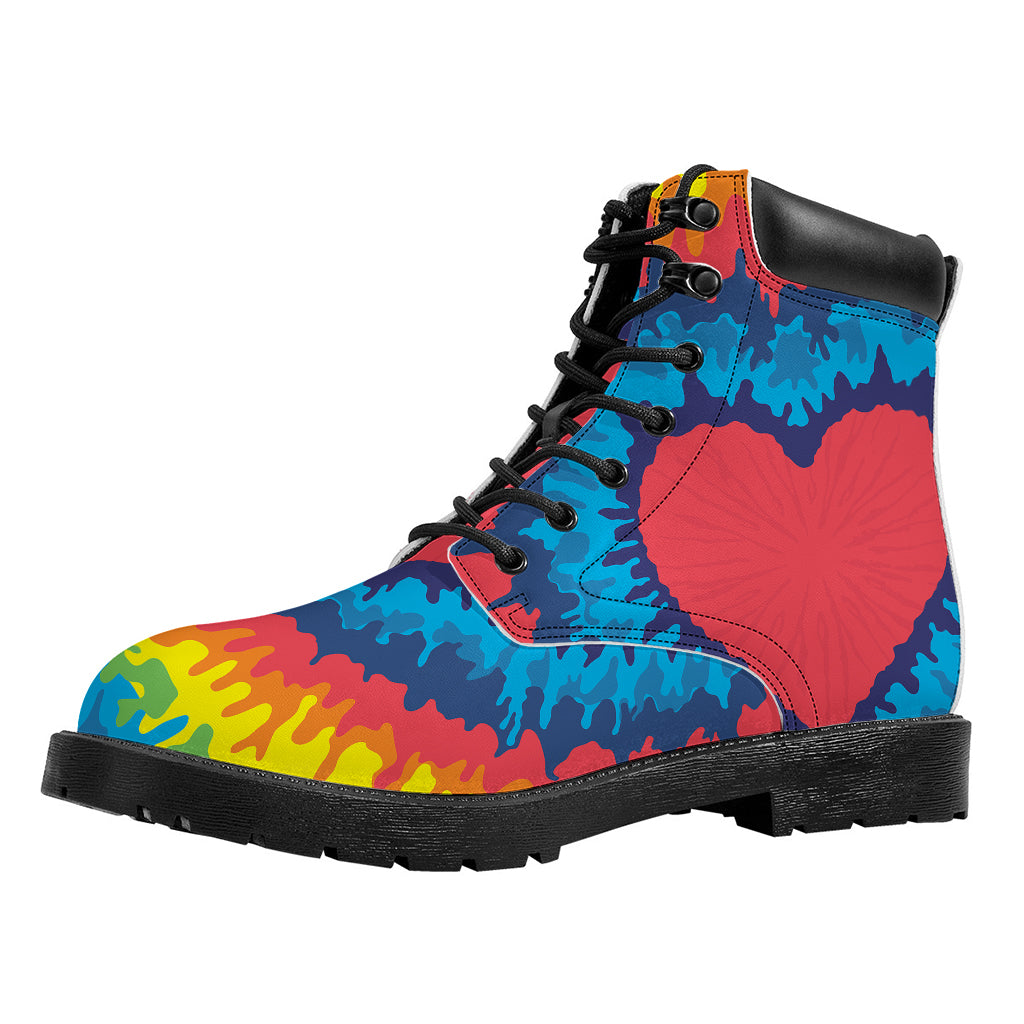 Rainbow Heart Tie Dye Print Work Boots
