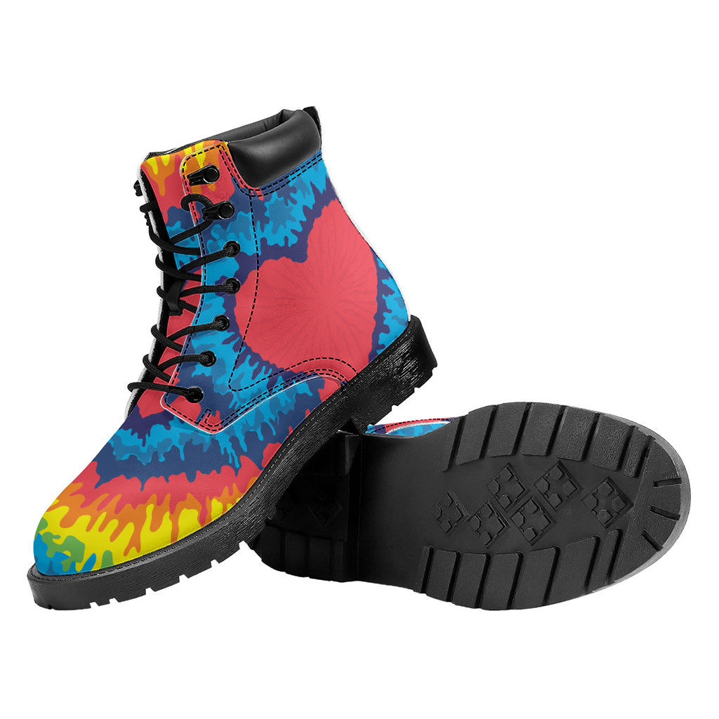 Rainbow Heart Tie Dye Print Work Boots