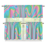 Rainbow Holographic Print 3 Piece Kitchen Curtains