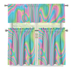 Rainbow Holographic Print 3 Piece Kitchen Curtains