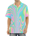Rainbow Holographic Print Aloha Shirt