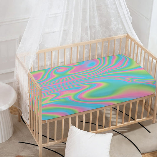 Rainbow Holographic Print Baby Crib Sheet