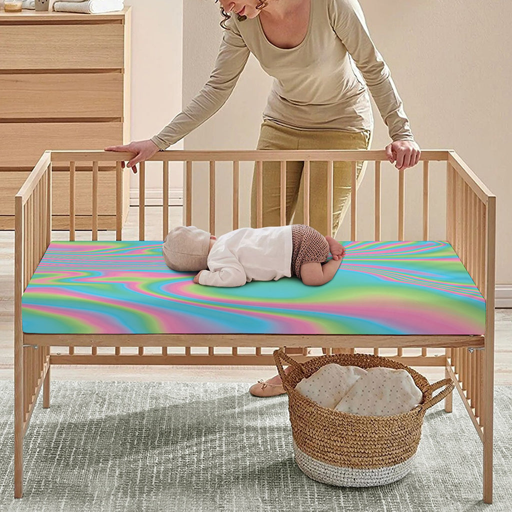 Rainbow Holographic Print Baby Crib Sheet