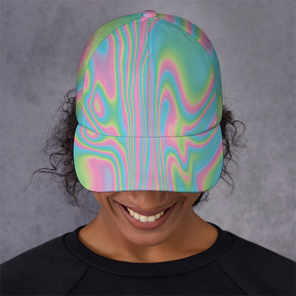 Rainbow Holographic Print Baseball Cap