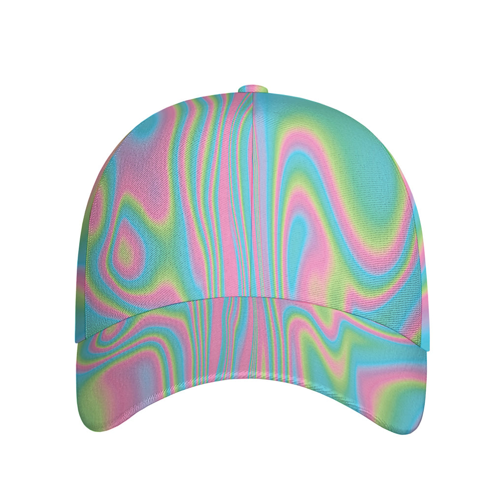 Rainbow Holographic Print Baseball Cap