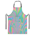 Rainbow Holographic Print Bib Apron With Pocket