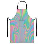 Rainbow Holographic Print Bib Apron With Pocket