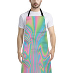 Rainbow Holographic Print Bib Apron With Pocket