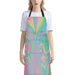 Rainbow Holographic Print Bib Apron With Pocket