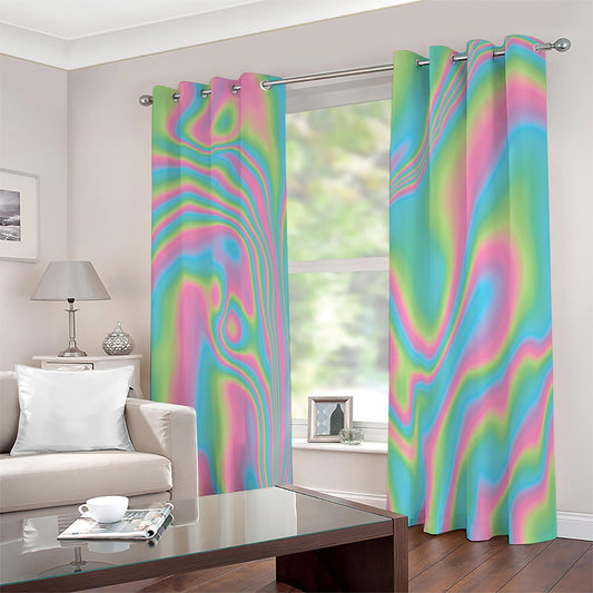 Rainbow Holographic Print Blackout Grommet Curtains