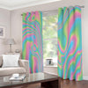 Rainbow Holographic Print Blackout Grommet Curtains