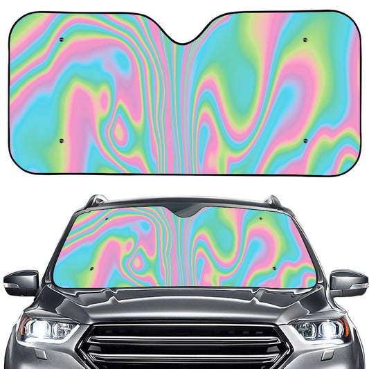 Rainbow Holographic Print Car Windshield Sun Shade