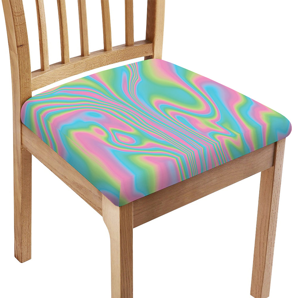 Rainbow Holographic Print Chair Cushion Cover