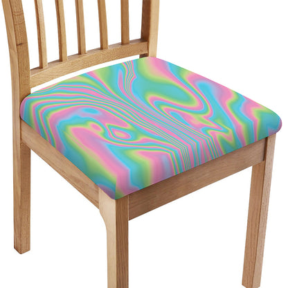 Rainbow Holographic Print Chair Cushion Cover