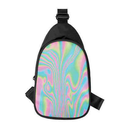 Rainbow Holographic Print Chest Bag