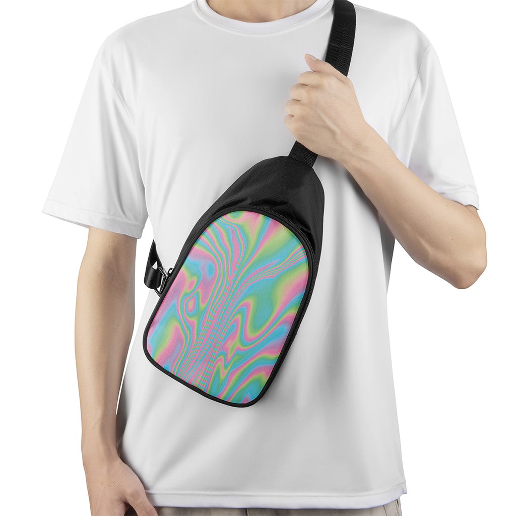 Rainbow Holographic Print Chest Bag