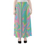 Rainbow Holographic Print Chiffon Maxi Skirt