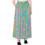 Rainbow Holographic Print Chiffon Maxi Skirt