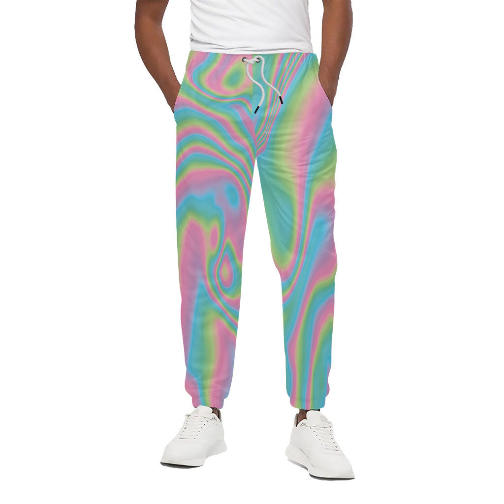 Rainbow Holographic Print Cotton Pants