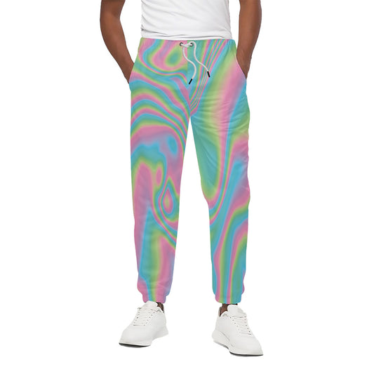 Rainbow Holographic Print Cotton Pants