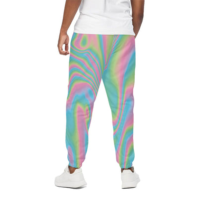 Rainbow Holographic Print Cotton Pants