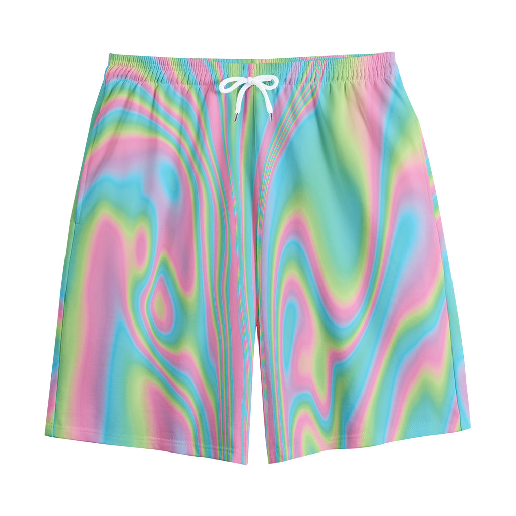 Rainbow Holographic Print Cotton Shorts