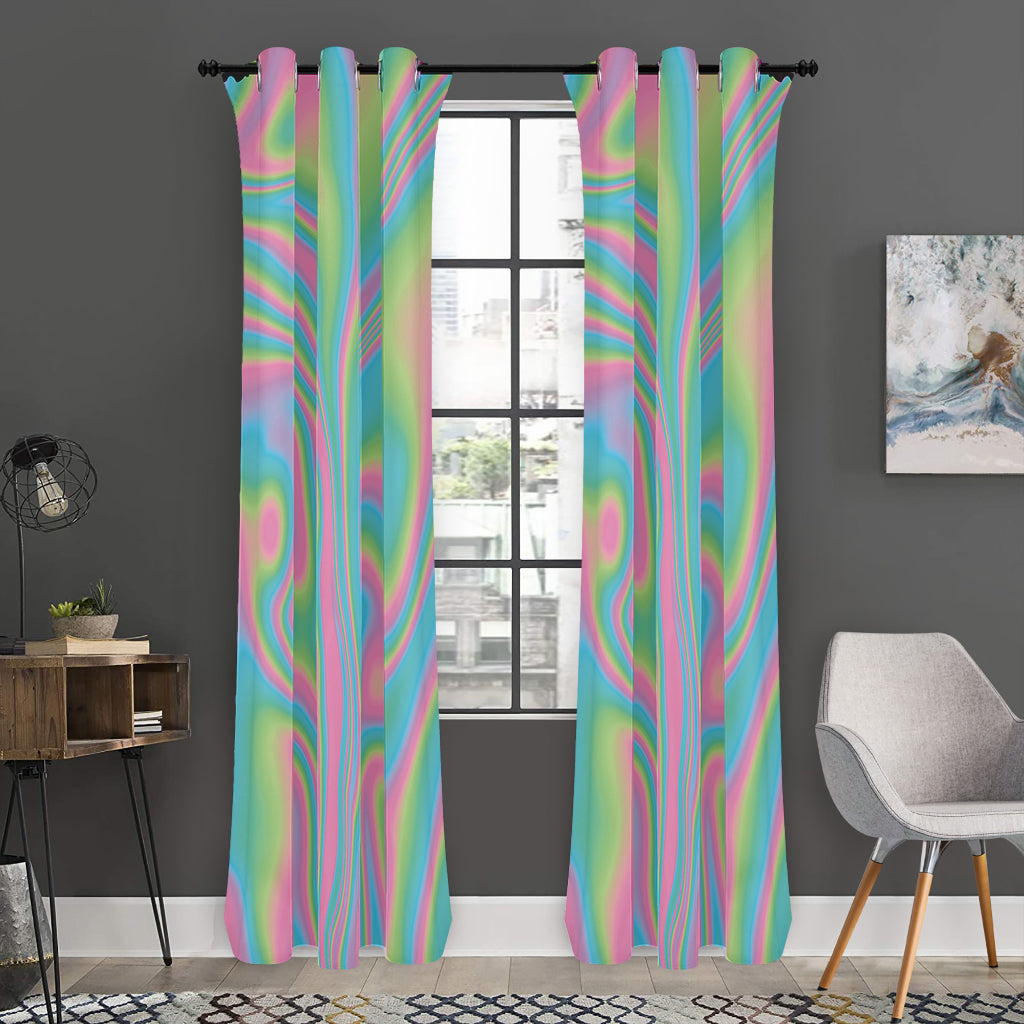 Rainbow Holographic Print Curtain