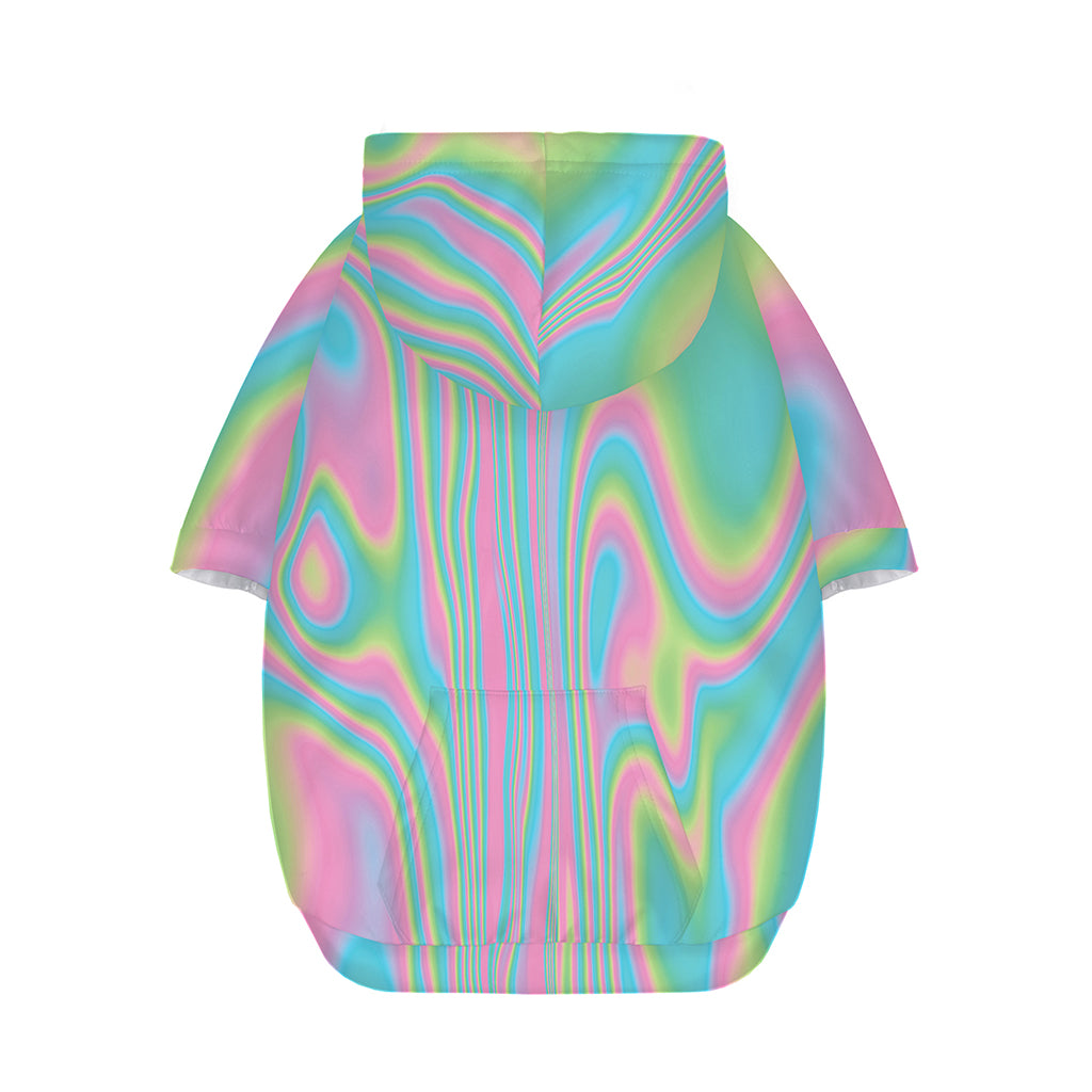 Rainbow Holographic Print Dog Zip Up Hoodie