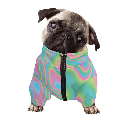Rainbow Holographic Print Dog Zip Up Jacket
