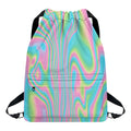 Rainbow Holographic Print Drawstring Backpack
