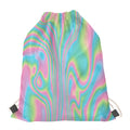 Rainbow Holographic Print Drawstring Bag
