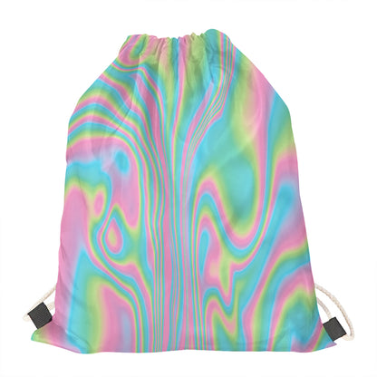 Rainbow Holographic Print Drawstring Bag