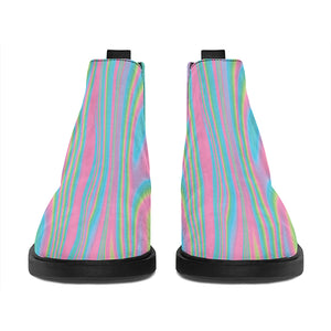 Rainbow Holographic Print Flat Ankle Boots