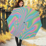 Rainbow Holographic Print Foldable Umbrella