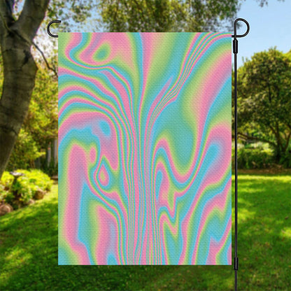 Rainbow Holographic Print Garden Flag
