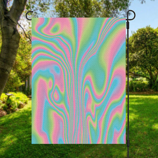 Rainbow Holographic Print Garden Flag