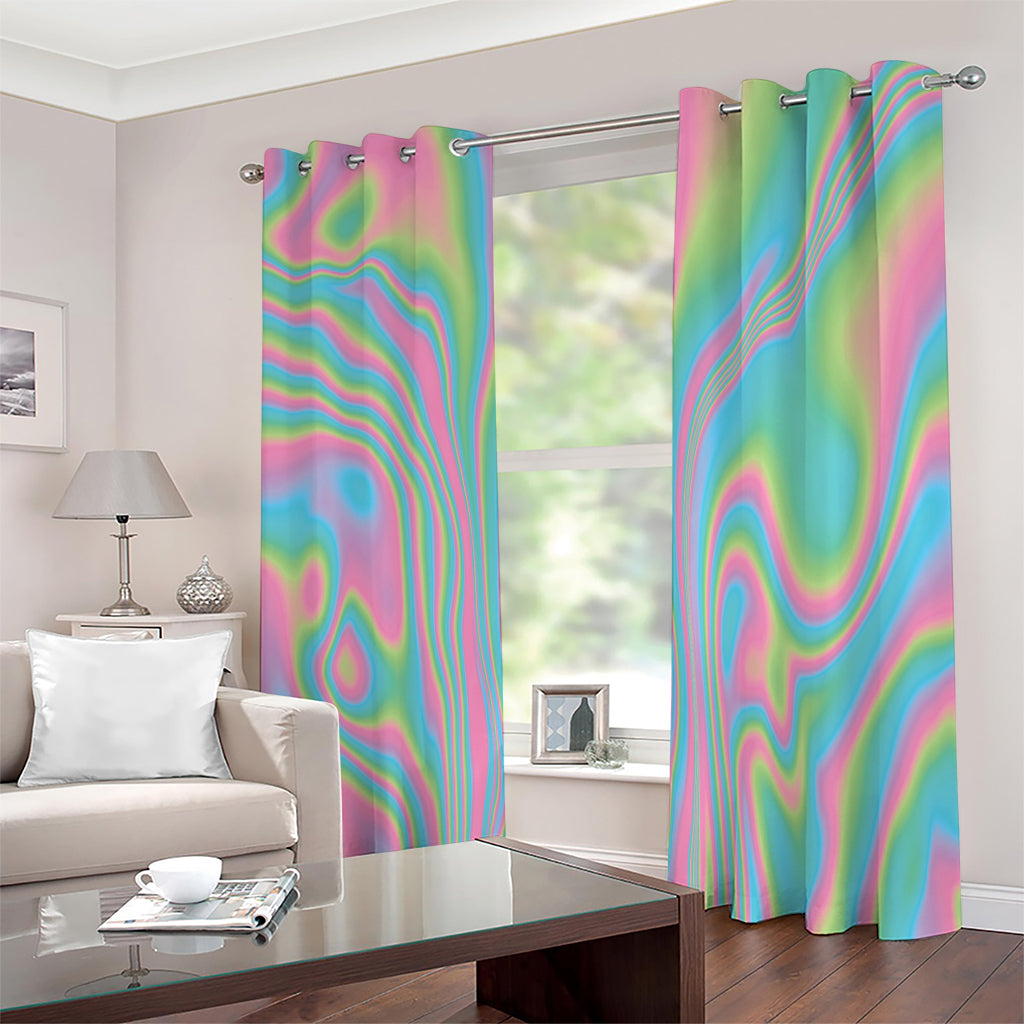 Rainbow Holographic Print Grommet Curtains