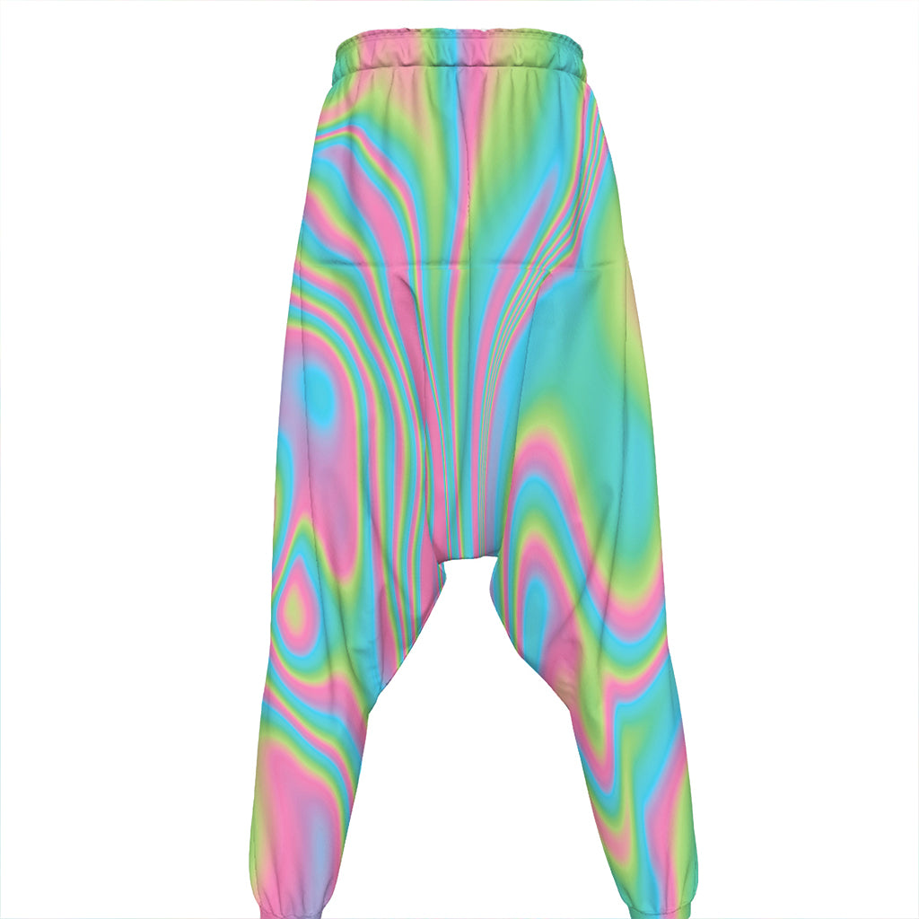 Rainbow Holographic Print Hammer Pants