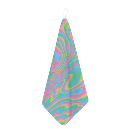 Rainbow Holographic Print Hand Towel
