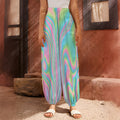 Rainbow Holographic Print Harem Pants