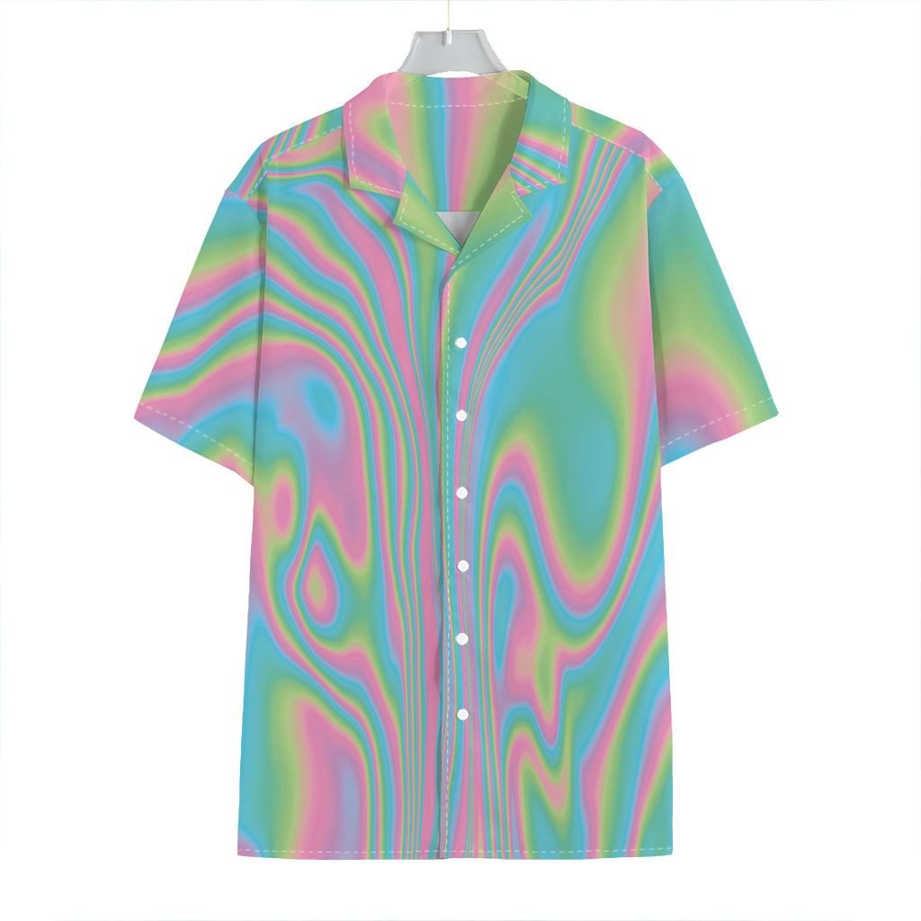 Rainbow Holographic Print Hawaiian Shirt