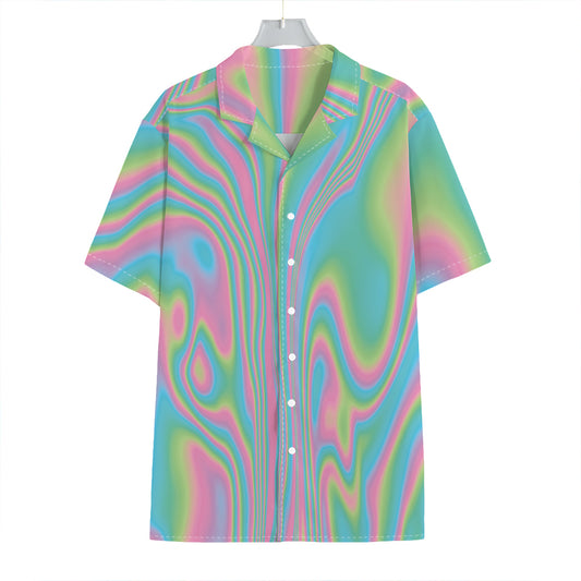 Rainbow Holographic Print Hawaiian Shirt