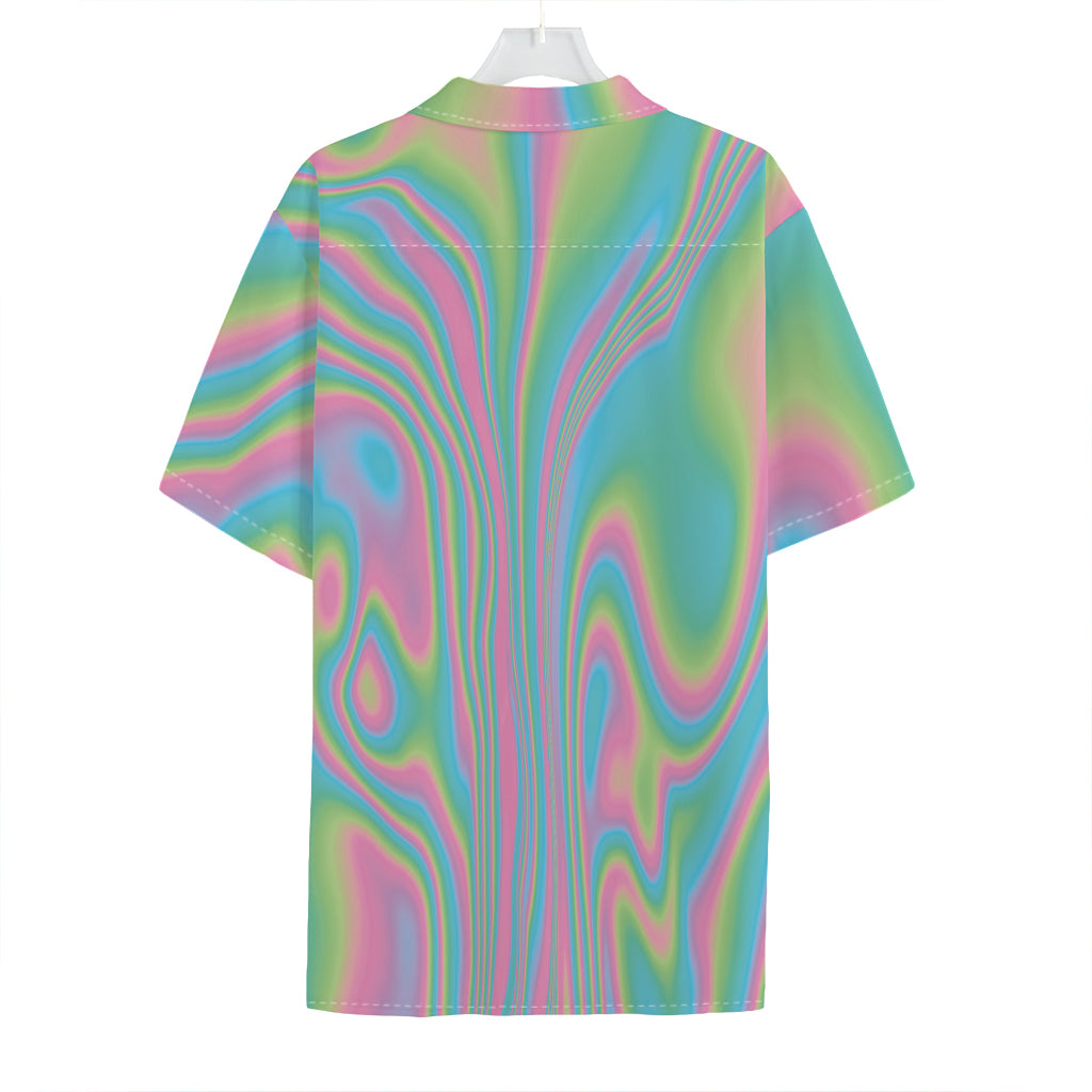 Rainbow Holographic Print Hawaiian Shirt