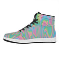 Rainbow Holographic Print High Top Leather Sneakers