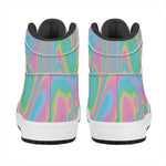 Rainbow Holographic Print High Top Leather Sneakers