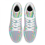 Rainbow Holographic Print High Top Leather Sneakers