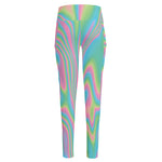 Rainbow Holographic Print High-Waisted Pocket Leggings